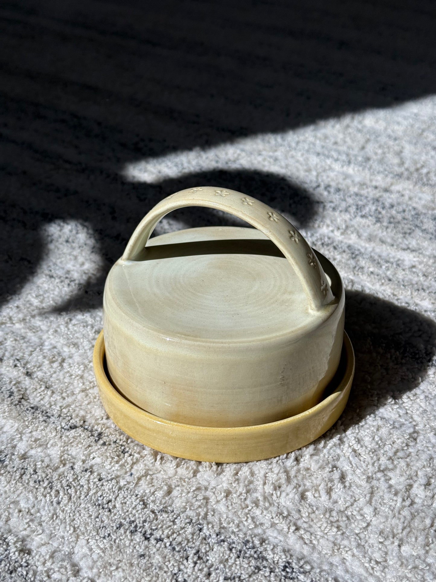 Yellow Star Ceramic Butter DIsh