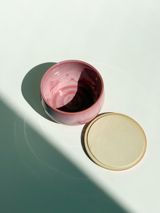 Pink Ceramic Lidded Salt Cellar