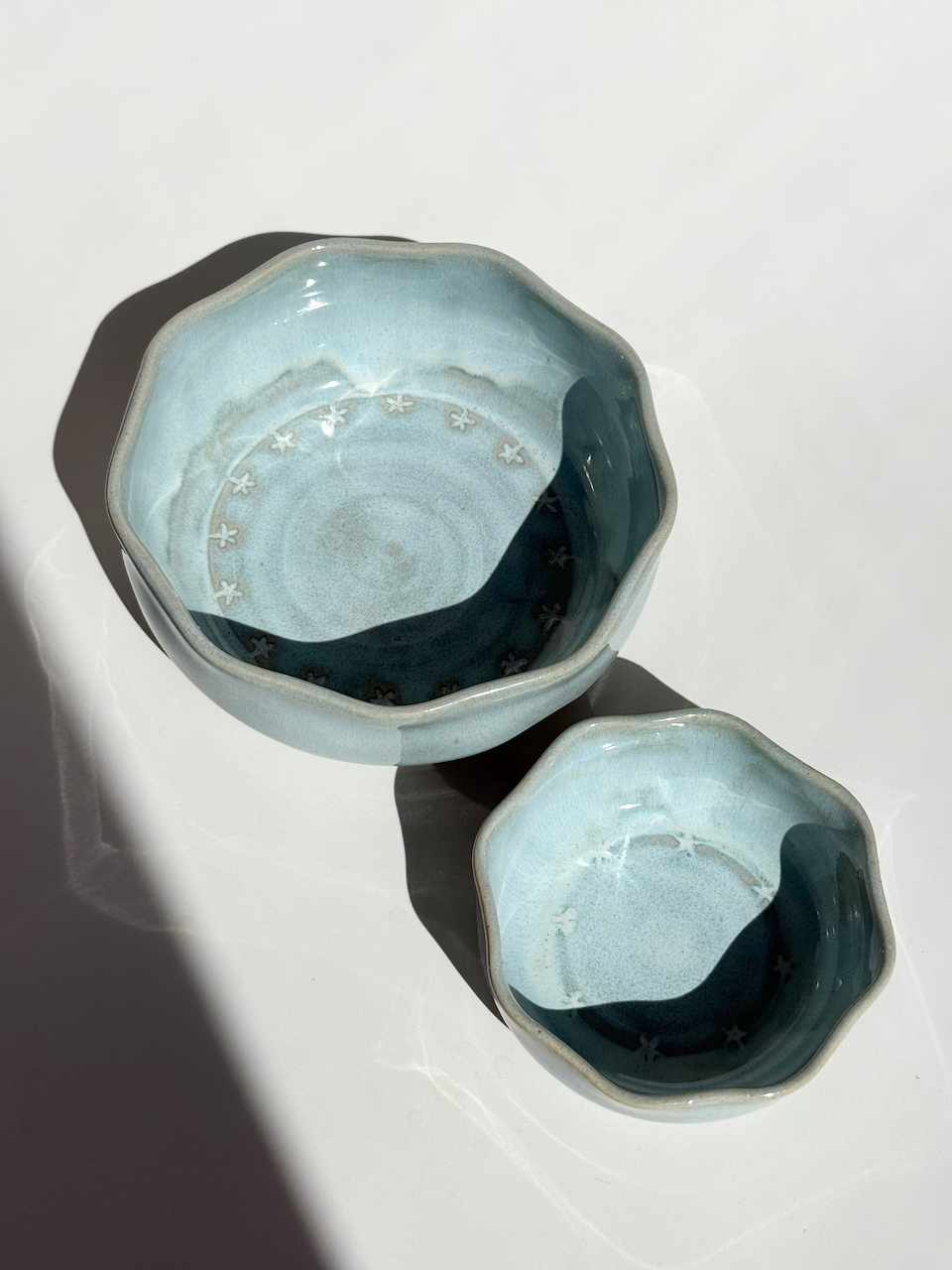 Blue Ceramic Starry Petal Bowl Set