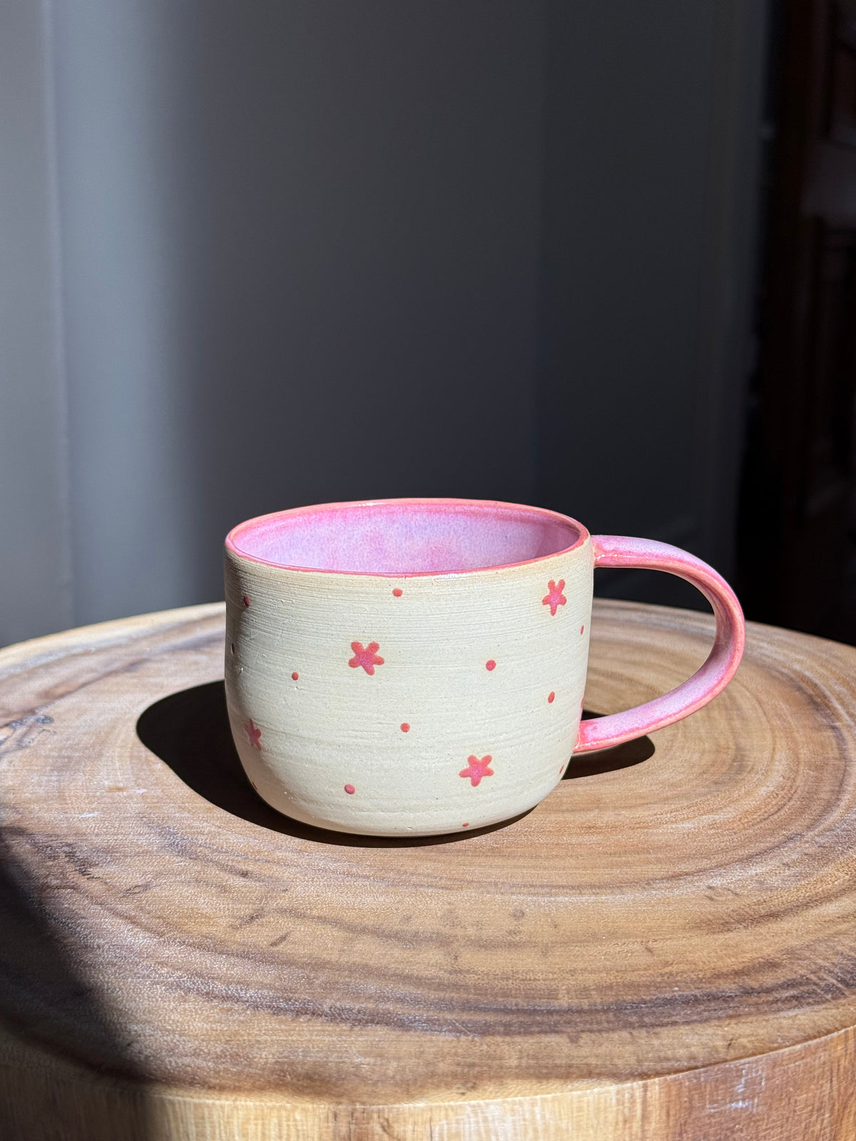 Pink Ceramic Star Mug Set