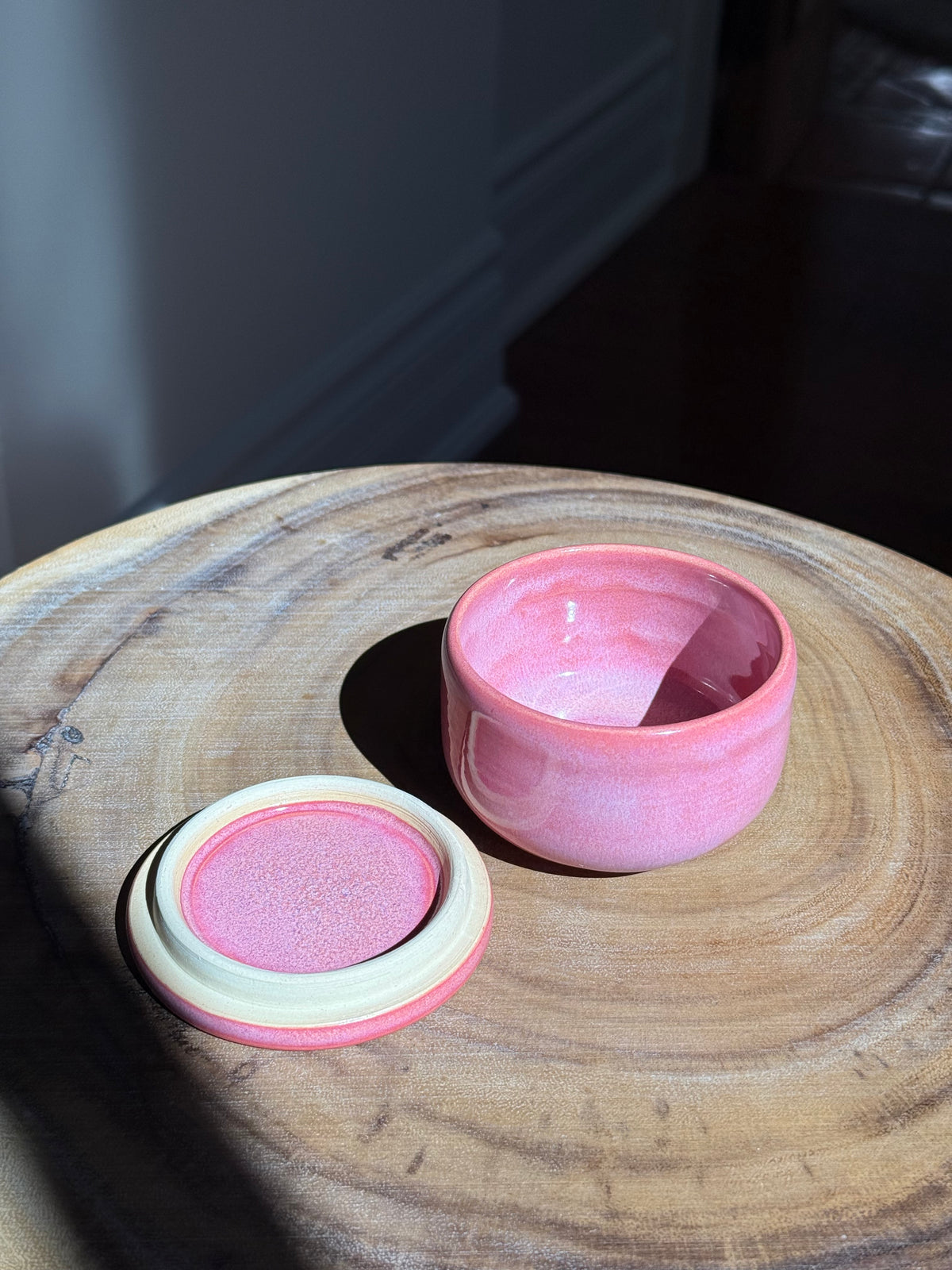 Small Pink Ceramic Lidded Jar