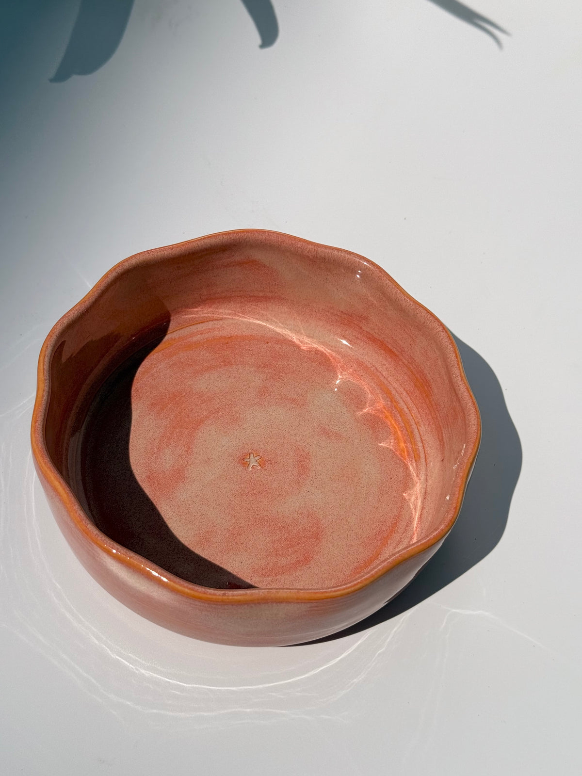 Medium Peach Ceramic Petal Bowl