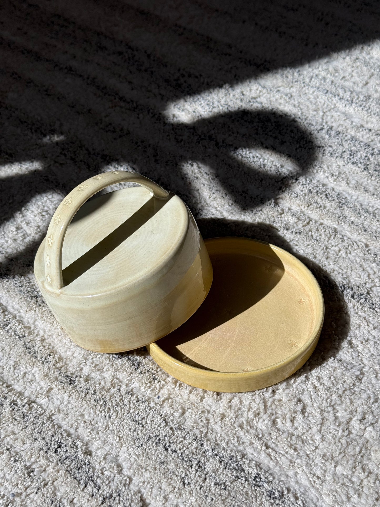 Yellow Star Ceramic Butter DIsh