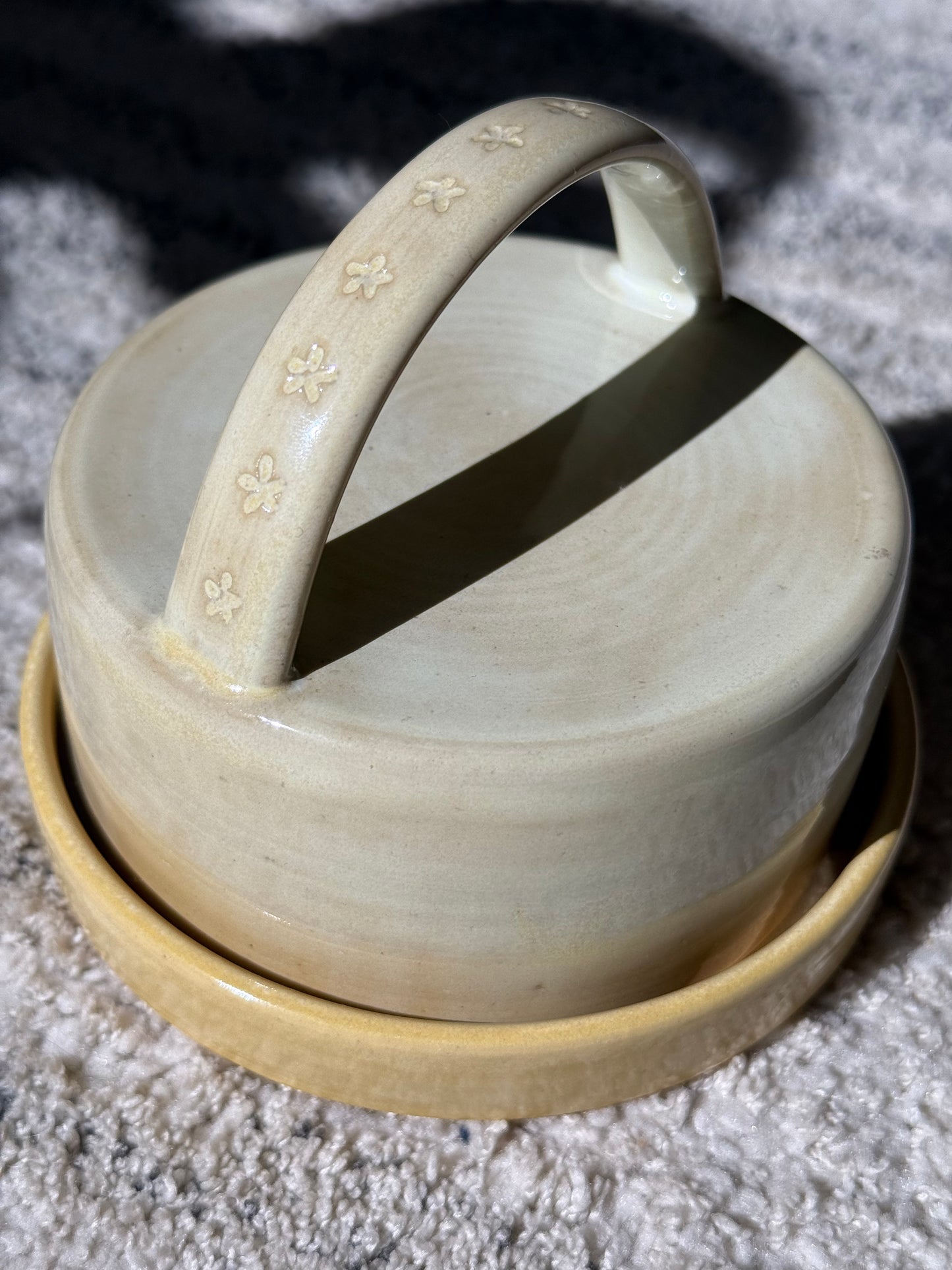 Yellow Star Ceramic Butter DIsh