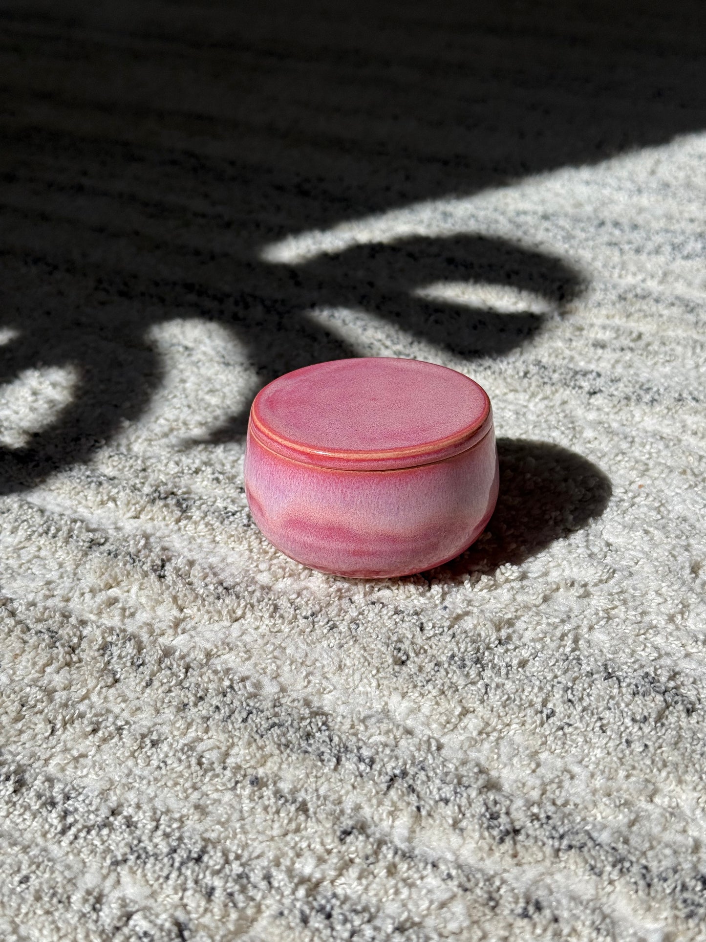 Pink Ceramic Lidded Salt Cellar