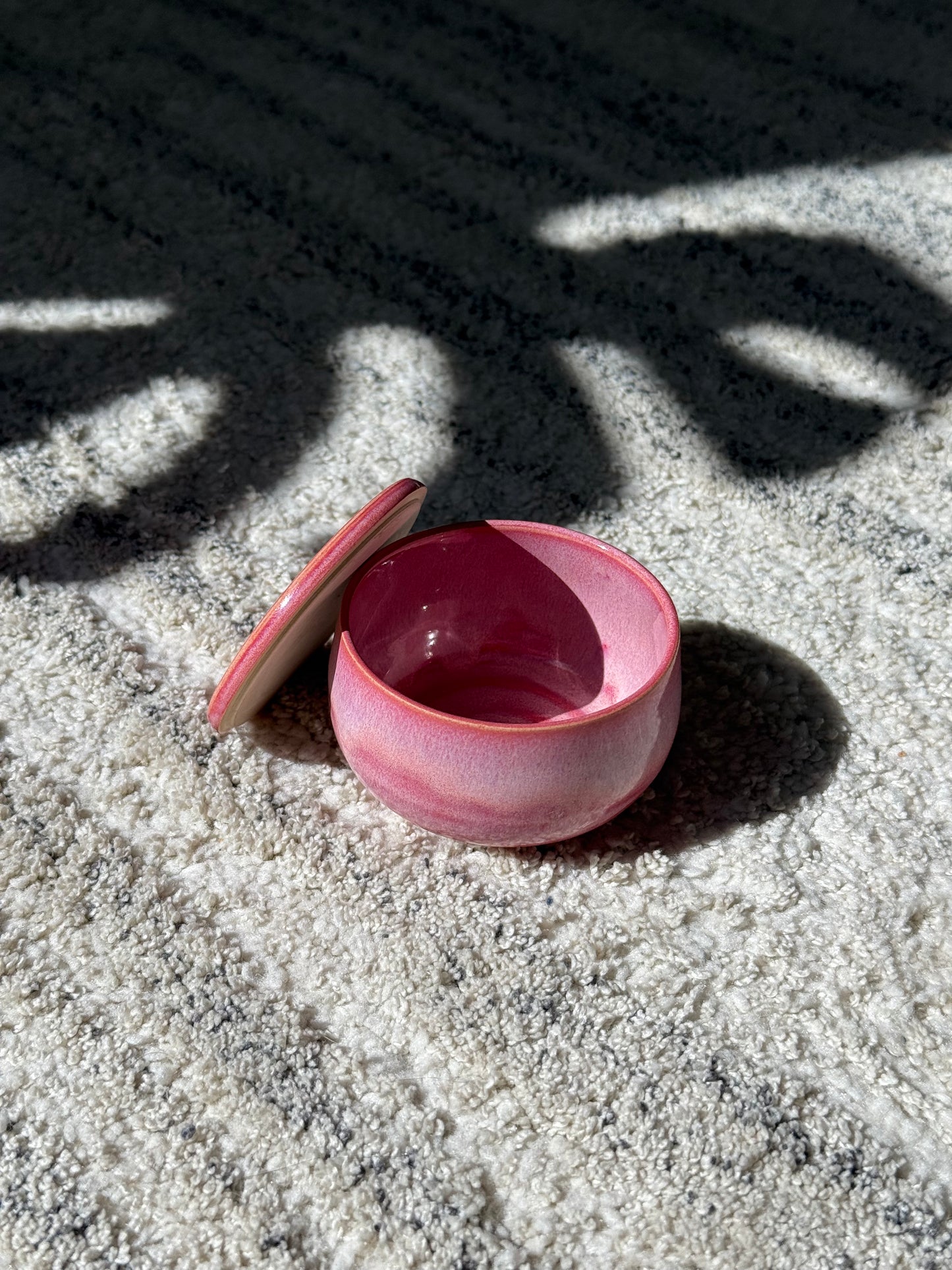 Pink Ceramic Lidded Salt Cellar
