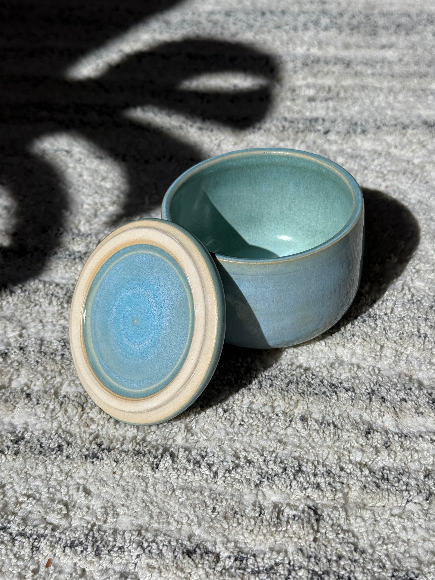 Blue Ceramic Lidded Salt Cellar