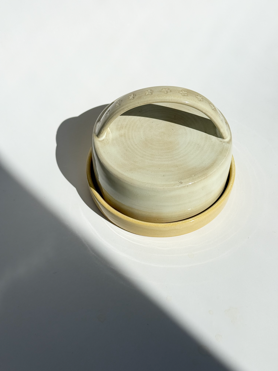 Yellow Star Ceramic Butter DIsh