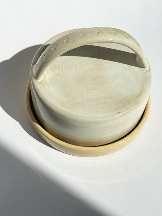 Yellow Star Ceramic Butter DIsh