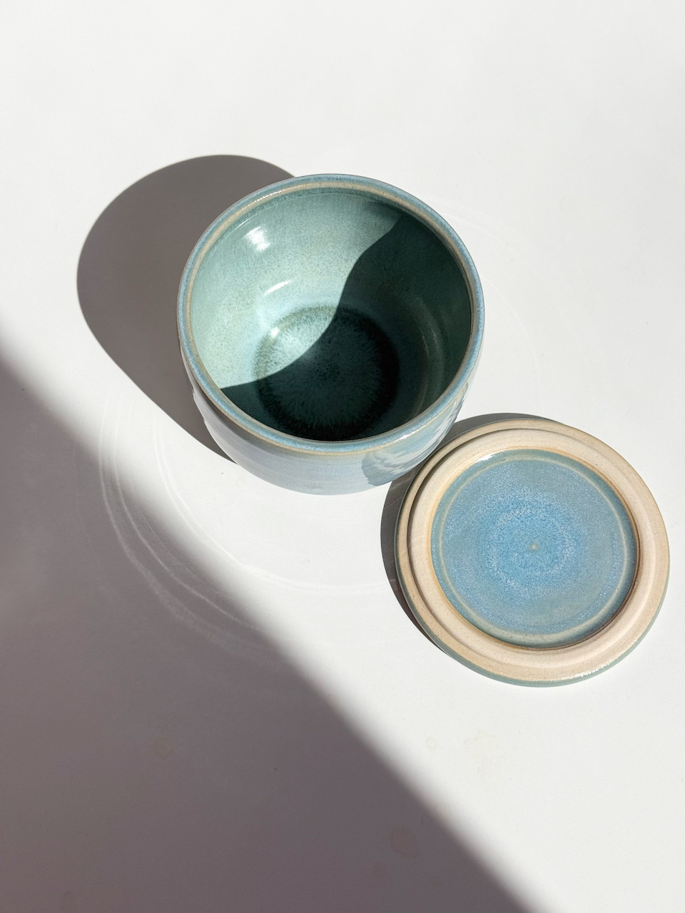 Blue Ceramic Lidded Salt Cellar