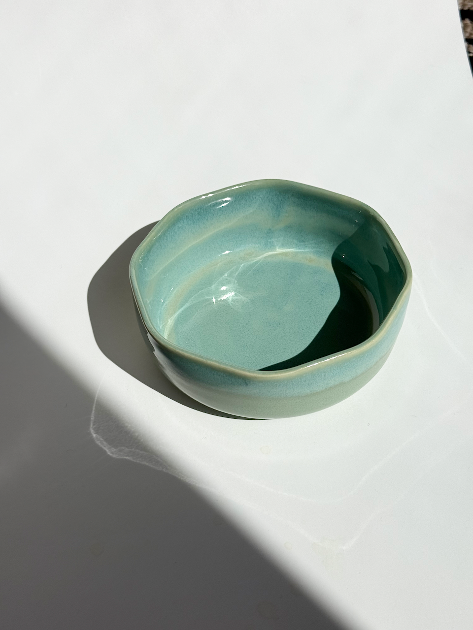 Green Ceramic Small Petal Bowl