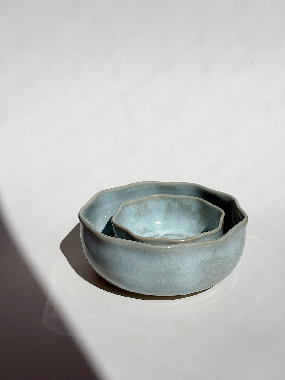 Blue Ceramic Starry Petal Bowl Set