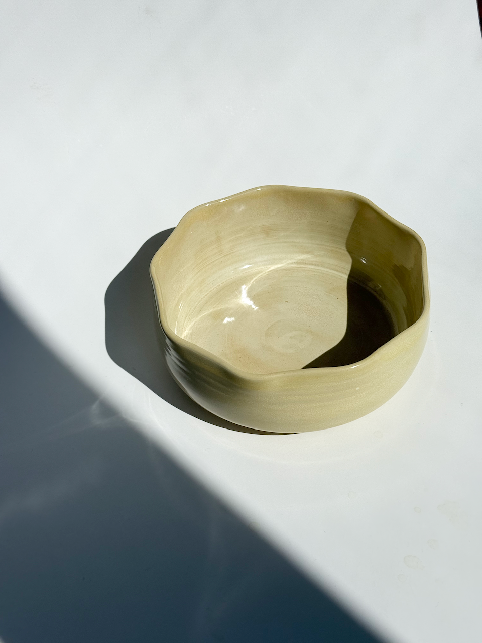 Yellow Ceramic Medium Petal Bowl