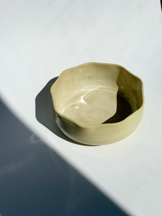Yellow Ceramic Medium Petal Bowl
