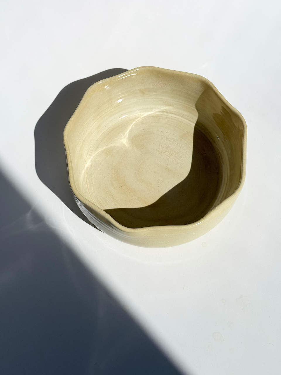 Yellow Ceramic Medium Petal Bowl