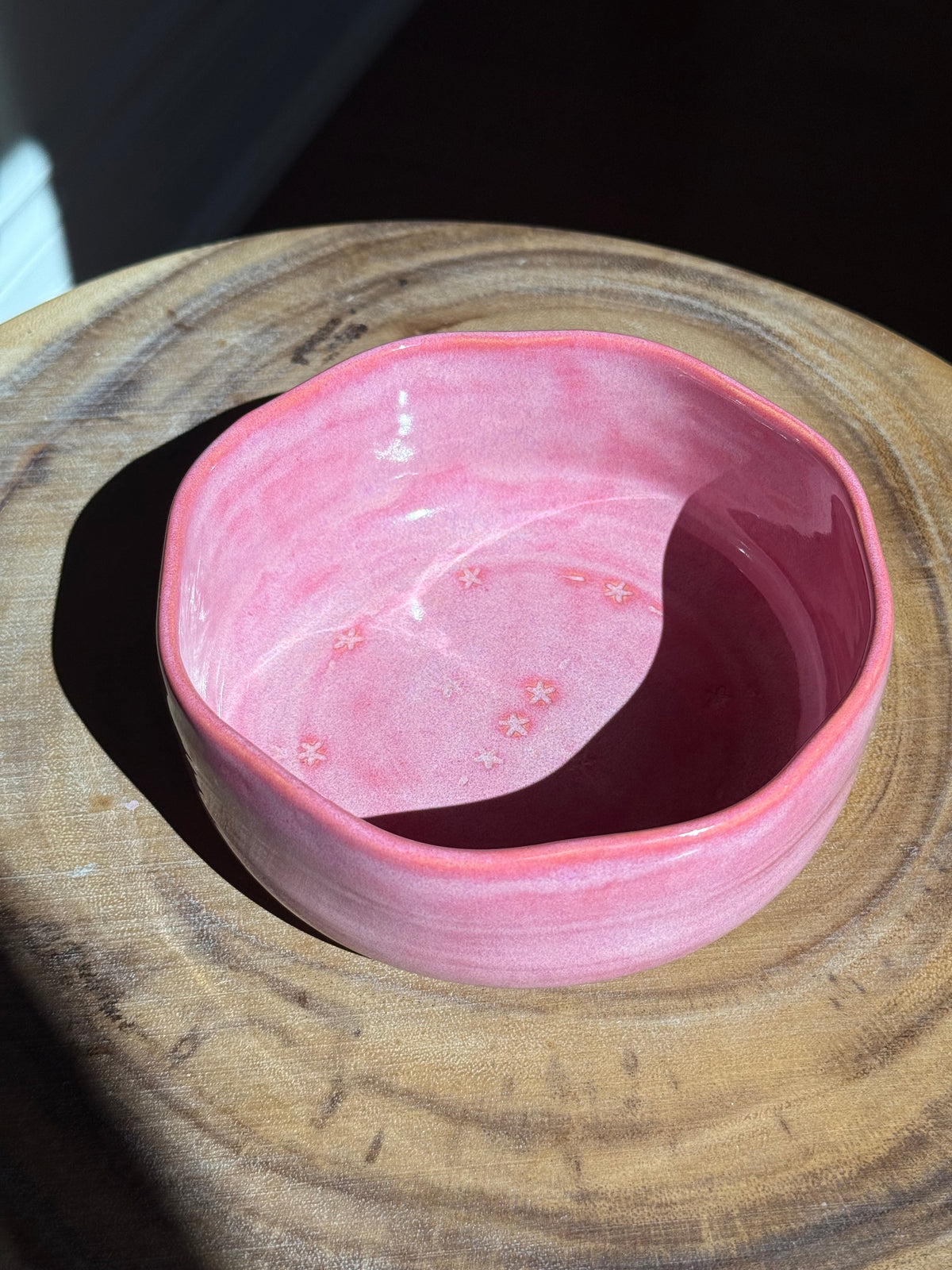 Medium Pink Ceramic Star Petal Bowl