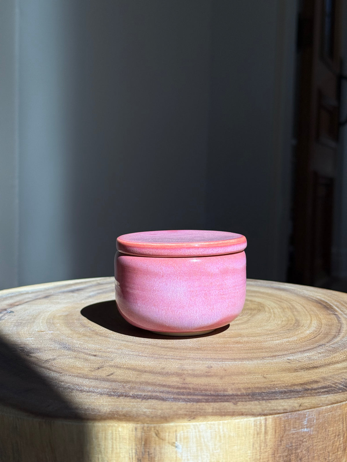Small Pink Ceramic Lidded Jar
