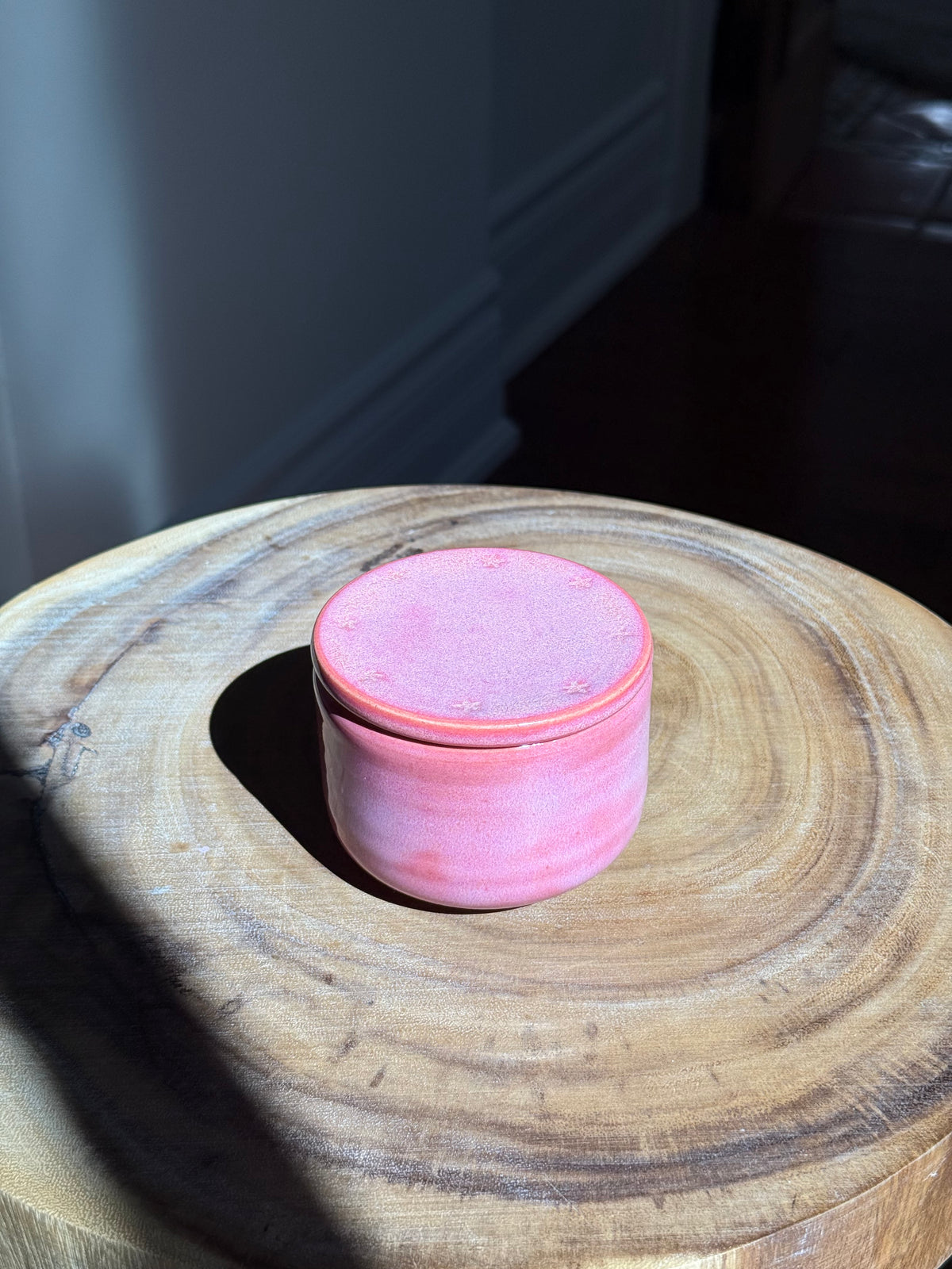 Small Pink Ceramic Star Lidded Jar