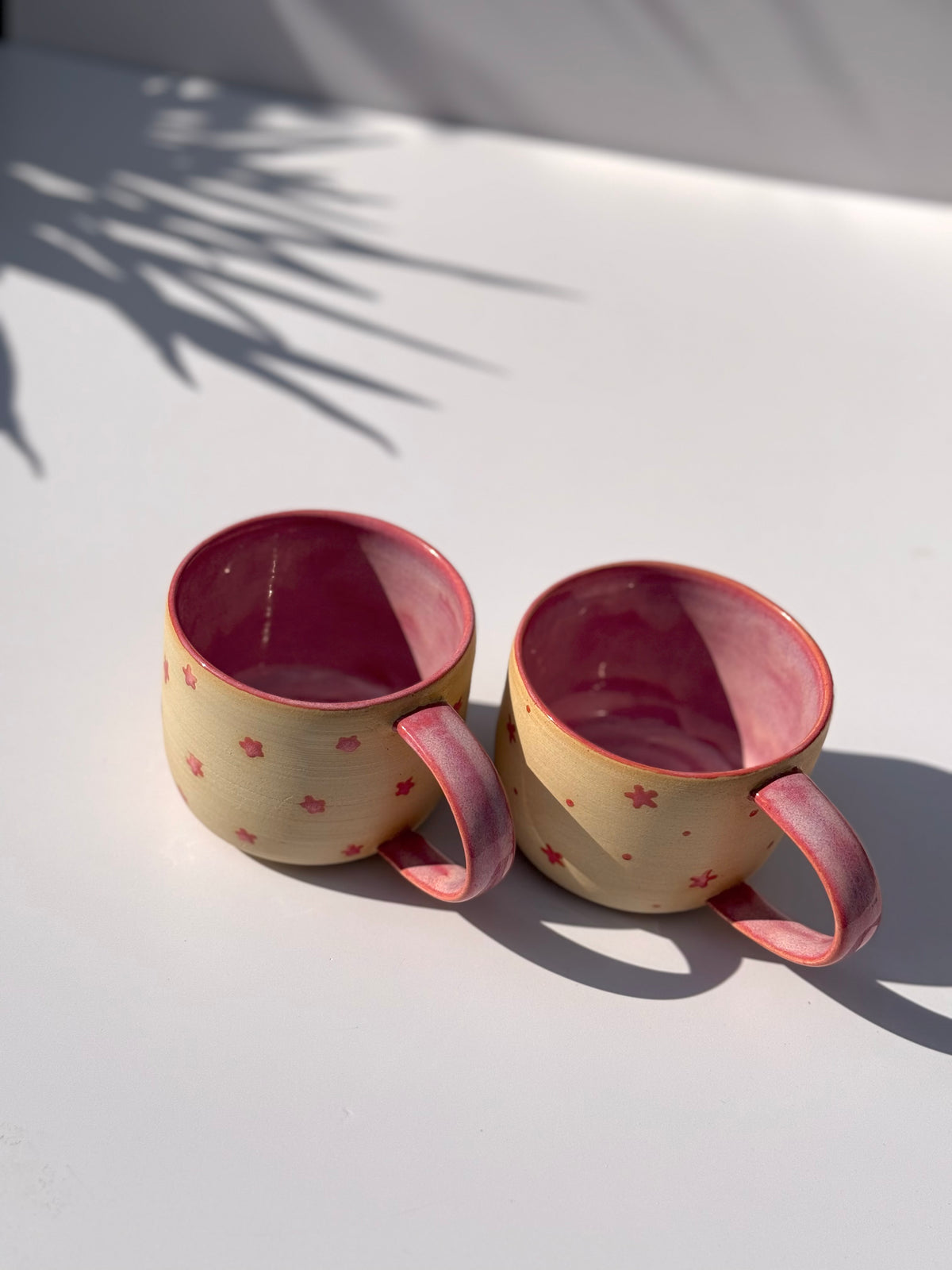 Pink Ceramic Star Mug Set