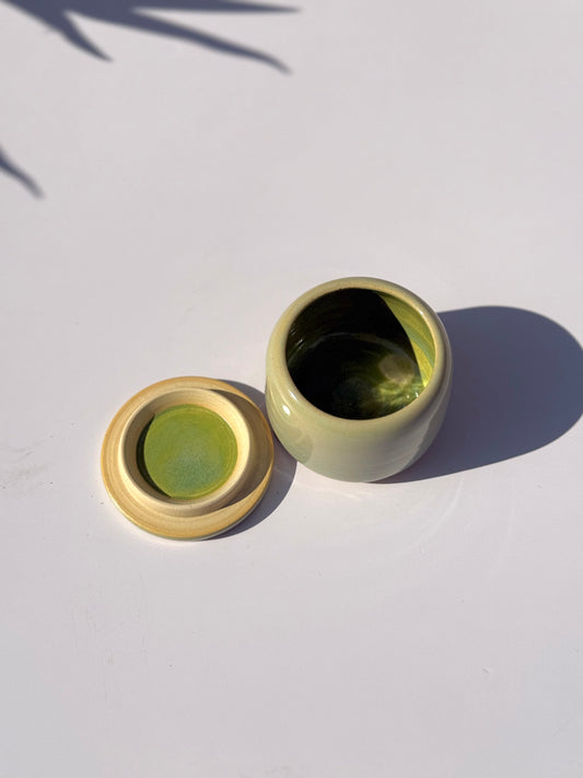 Small Green Ceramic Star Lidded Jar (SECOND)