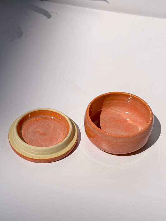 Small Peach Ceramic Lidded Jar