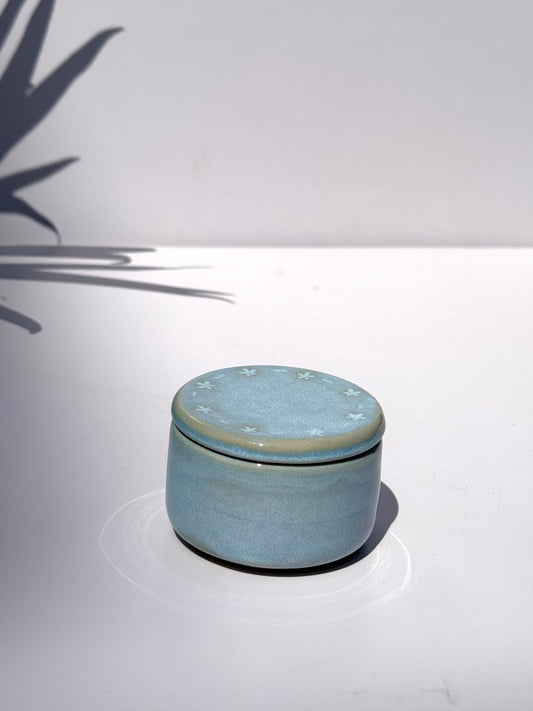 Small Blue Ceramic Star Lidded Jar
