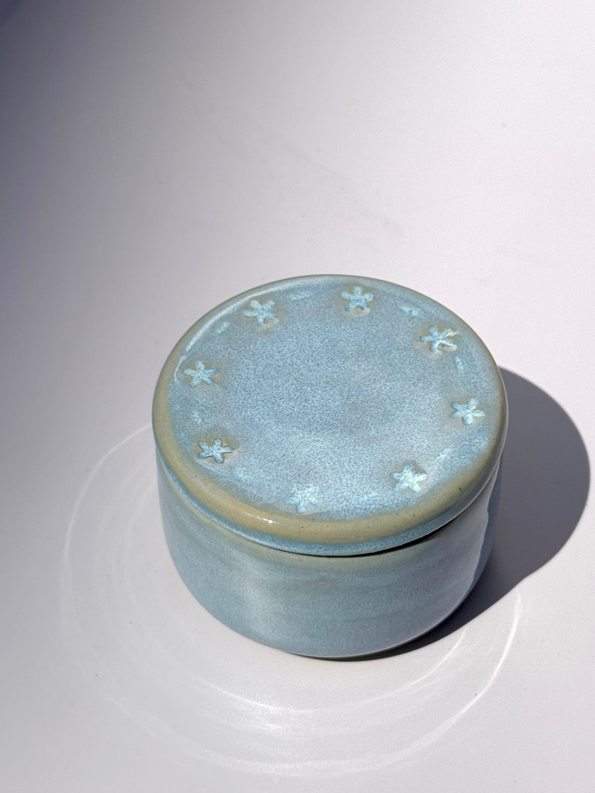 Small Blue Ceramic Star Lidded Jar