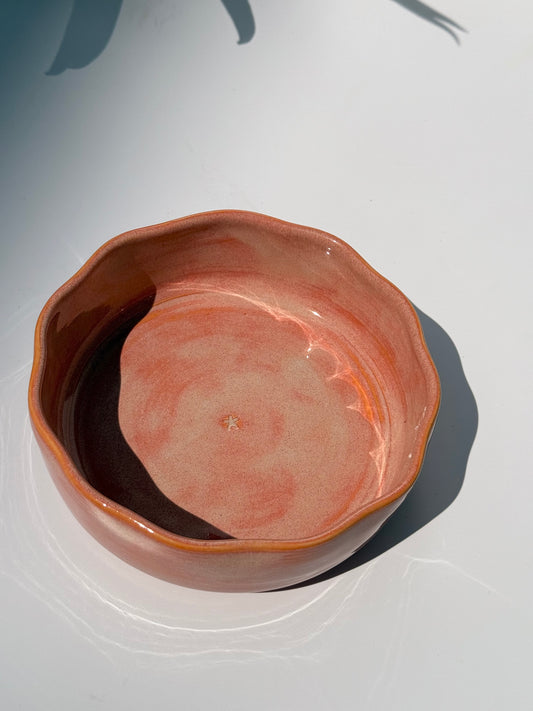 Medium Peach Ceramic Petal Bowl