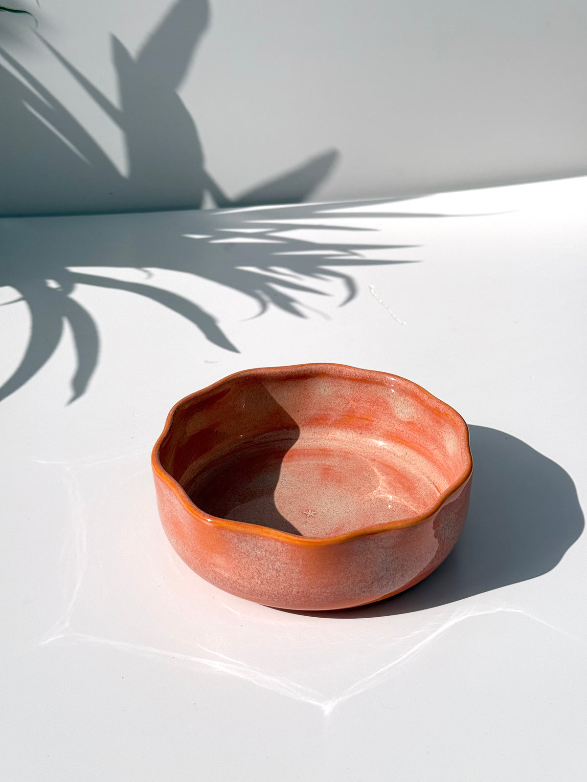 Medium Peach Ceramic Petal Bowl