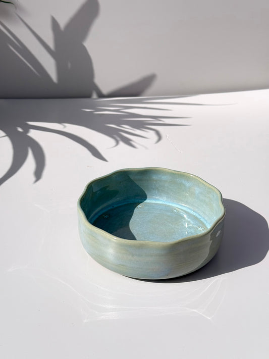 Medium Blue Ceramic Star Petal Bowl