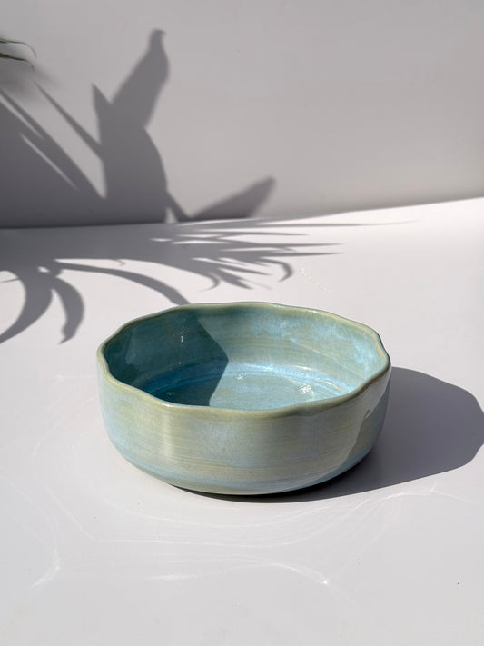 Medium Blue Ceramic Star Petal Bowl