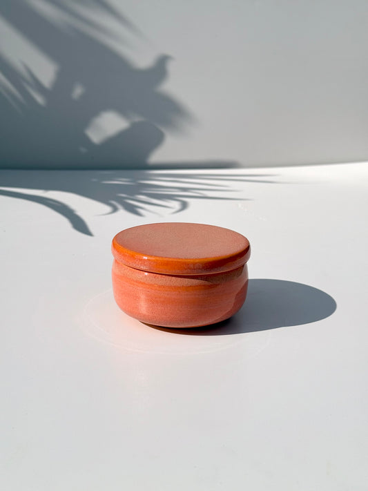 Small Peach Ceramic Lidded Jar
